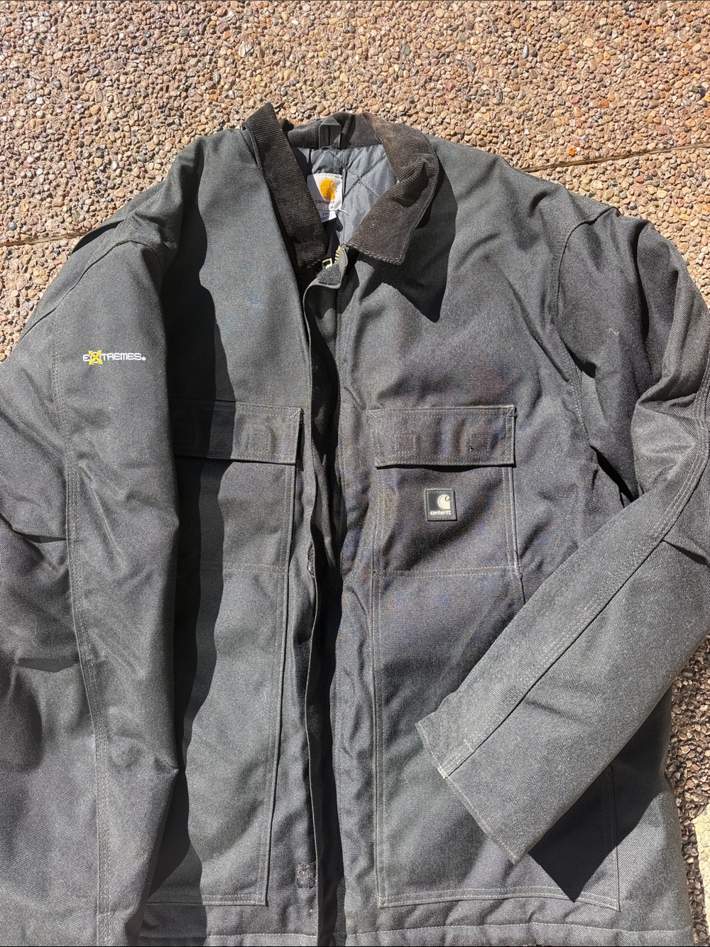 Carhartt Black Men's Insulated Work Jacket with Corduroy Collar extremes xxl